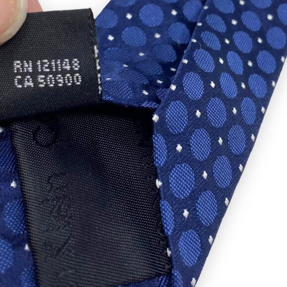 CALVIN KLEIN Blue Silk Polka Dot Sphere Pattern Tie - Picture 4 of 7